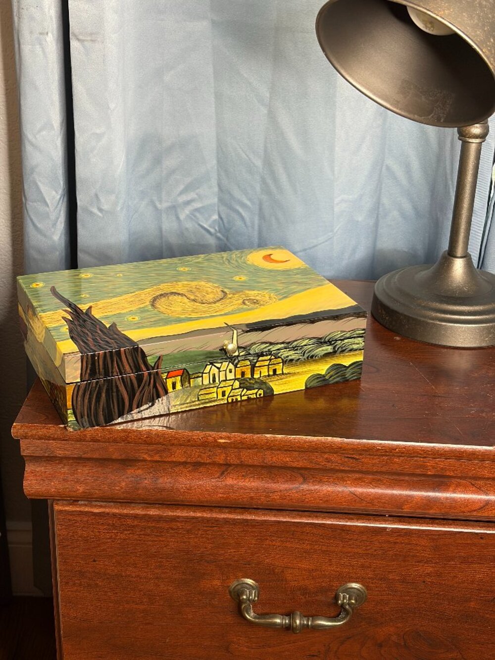 Artisan Wooden Trinket Box Van Gogh Starry Night